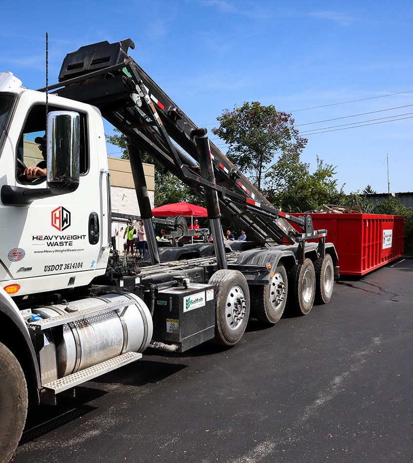 a truck is parked on the side of a road